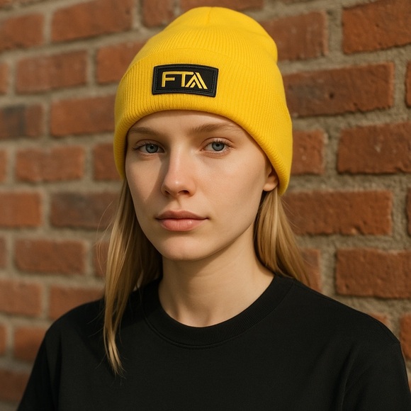 FTA Full Throttle Beanie Cap Classic Skull Fit Knit Hat in  Canary Yellow Unisex - Picture 1 of 3